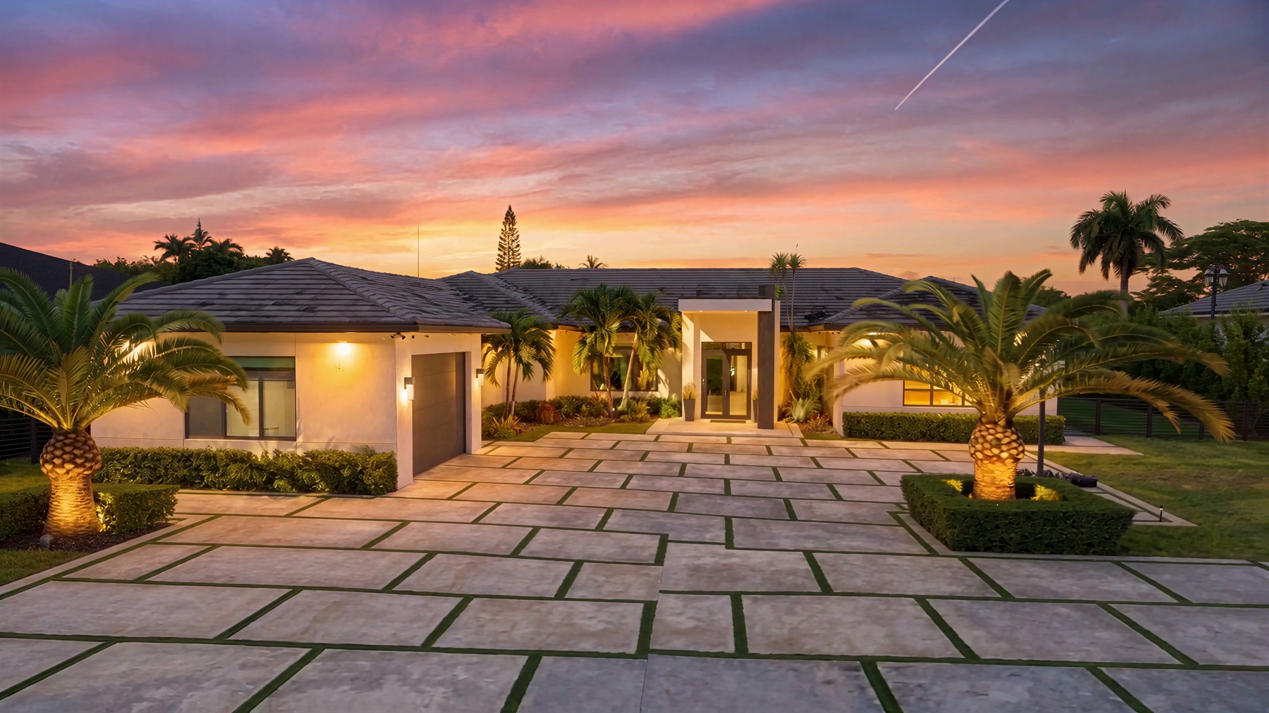 Finished home at sunset